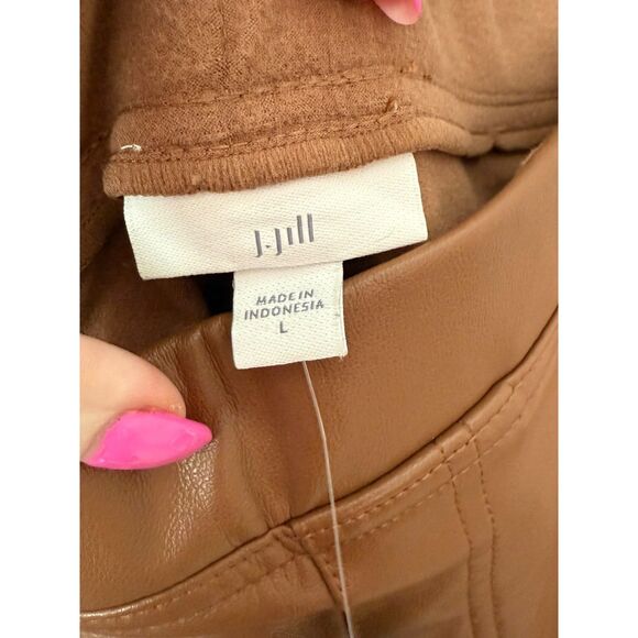 J.Jill Faux Leather Pull-On Pants Hickory Brown Size Large NWT - Picture 4 of 8